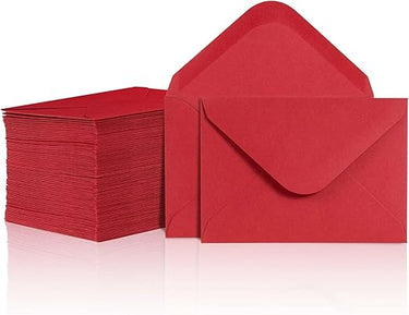 Sobres pequeños, 100 sobres pequeños para tarjetas de regalo, tarjetas de visita y notas, color rojo, 10.16 x 6.9 cm
